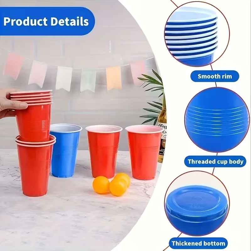 TRALOW Game Set 24 Yellow Ping Pong Balls, 24 Cups, Perfect for Holiday Parties, Corporate Team-building Events, Weddings