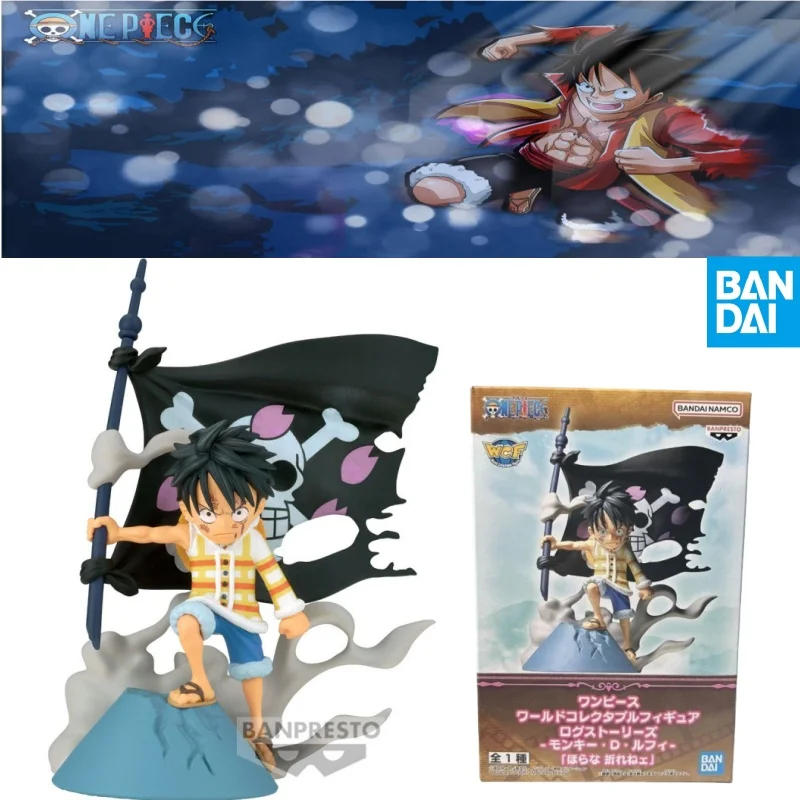 BANDAI Anime One Piece WCF Series Flag Protector Luffy Action Figures Pvc Statue Model Dolls Collectible Children Toy Kids Gift