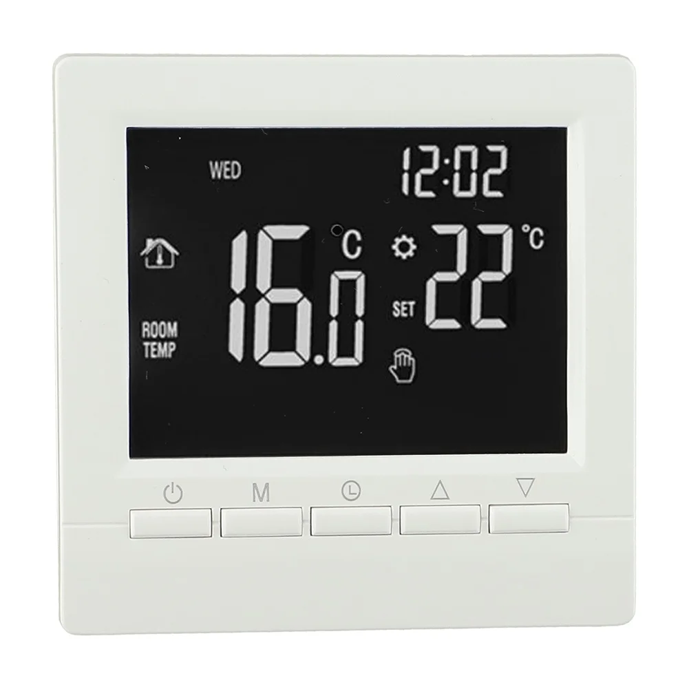 1 Piece Programmable Digital LCD Thermostat 5+2 Day Heating Temperature Controller For Boiler Floor Heating System White