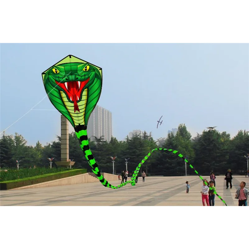 Large 8m Children Kite Toy Cartoon Snake Shape With Handle Line Easy to Fly Cobra Kite Children Flying Kite Outdoor Sports Toys