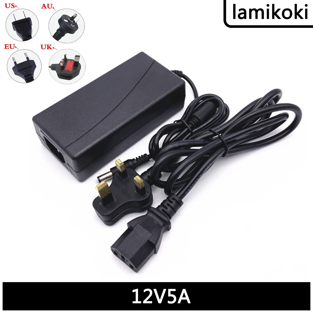 Display 12V 5A Power Charger Line Monitoring Universal 12V5A Adapter UK Plug British Fire Bull DC Wiring