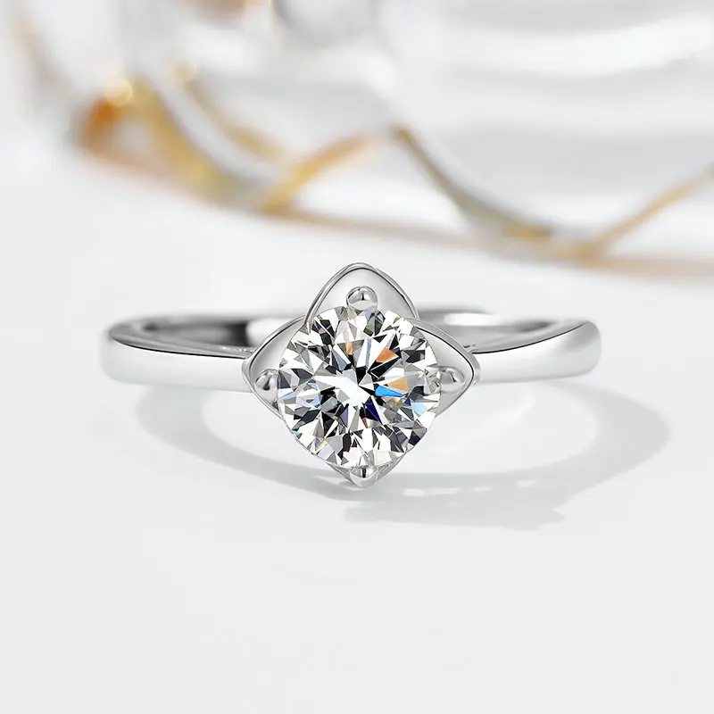 1pc 3A Zirconia Snowflake Twist Shank Ring Women Lux 1ct 6-Prong Open Set All Occasion Wear Perfect Gift for Loved Ones