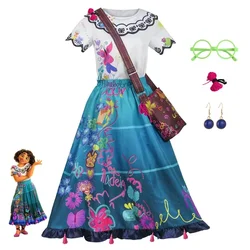 Anime Movie Encanto Mirabel Madrigal Cosplay Costume Princess Dress Eyeglasses earrings full set Adult Kids Uniform Mirabel suit