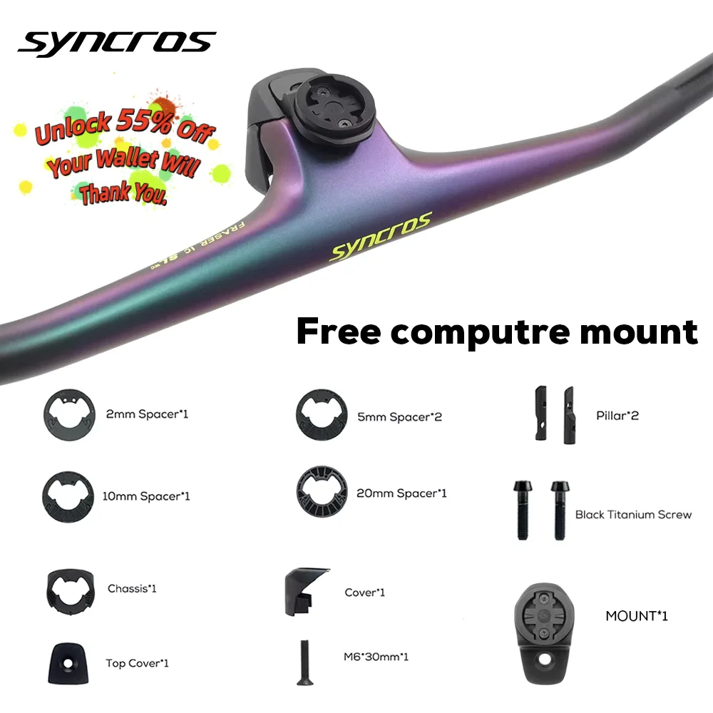 

For Scott Spark Frame - SYN FRASER IC SL WC Carbon Integrated Cockpit -20°, Chameleon Color, 740-760mm Width