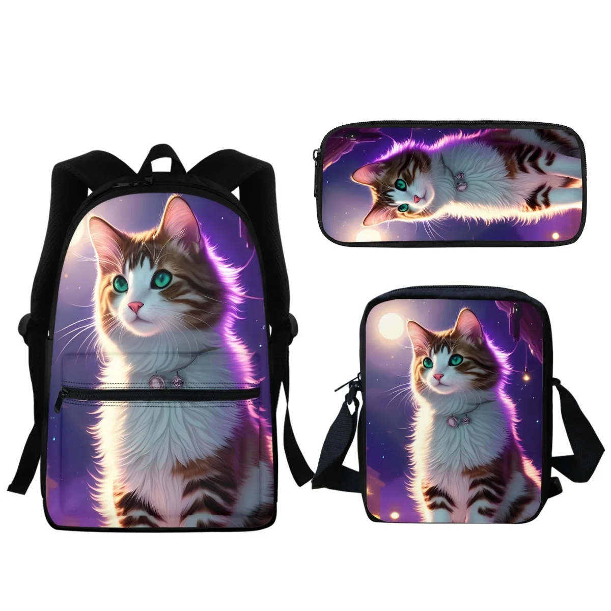 Borsa da scuola carina per gatti con pittura a olio personalizzata scuola materna studenti della scuola primaria zaino con cerniera borsa a tracolla strumenti per l'apprendimento