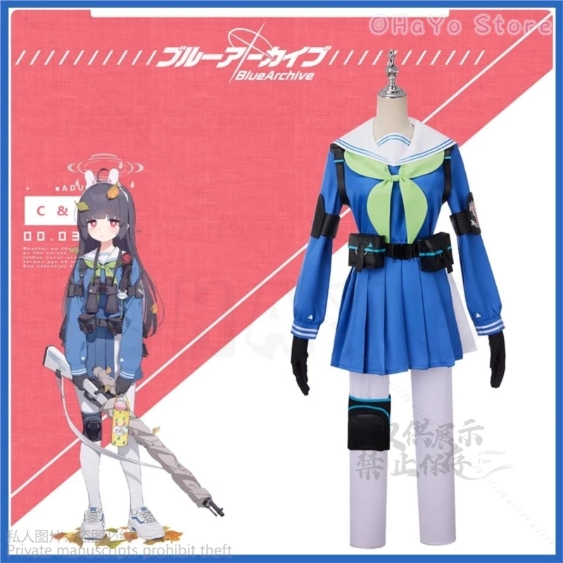 Anime Game Blue Archive Kasumisawa Miyu Cosplay Costume RABBIT4 Wig Blue JK Uniform Accessories Woman Lovely Campus Sailor Suit