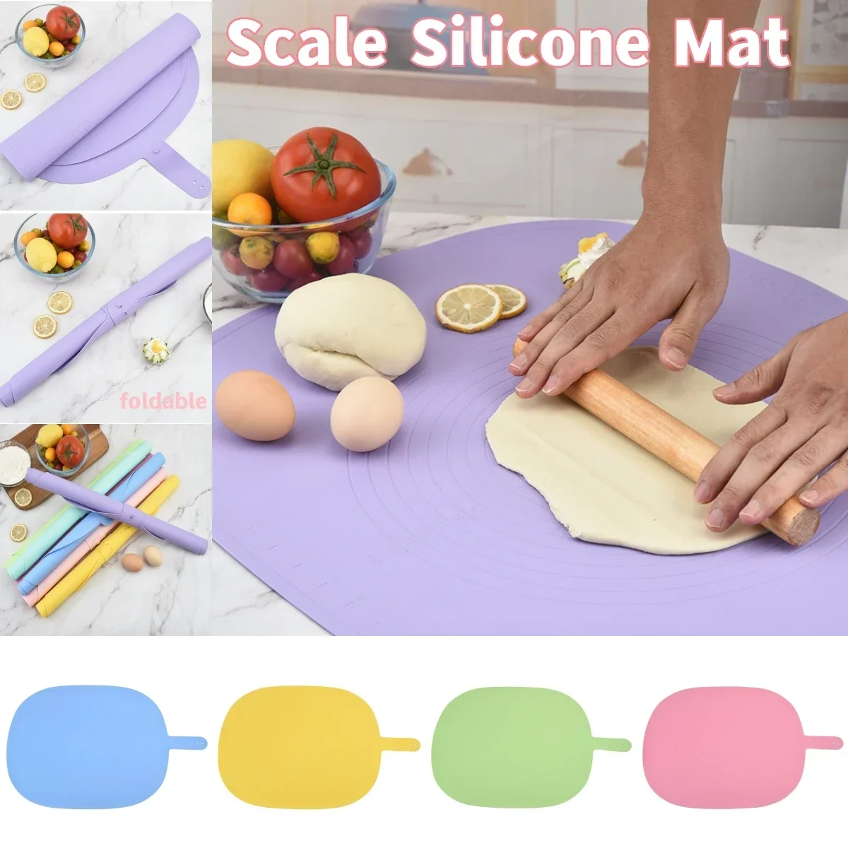 

1PCS Large Kneading Dough Silicone Mat Baking Pizza Cake Maker Kitchen Cooking Grill Gadget Bakeware Table Pad Scale 77x40cm