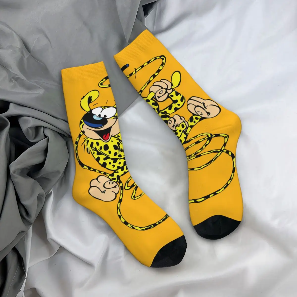 Hip Hop Marsupilami Spring With Ear In Hand Crazy  compression Socks Unisex Gaston Lagaffe Comics Harajuku Printed Crew Sock