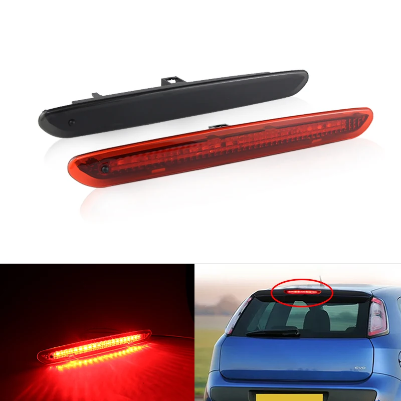 1PC Rear High Mount Lamp High Level Third Brake Stop Light  Red/Black For Fiat Grande Punto Evo Abarth Brake Light 2122000407