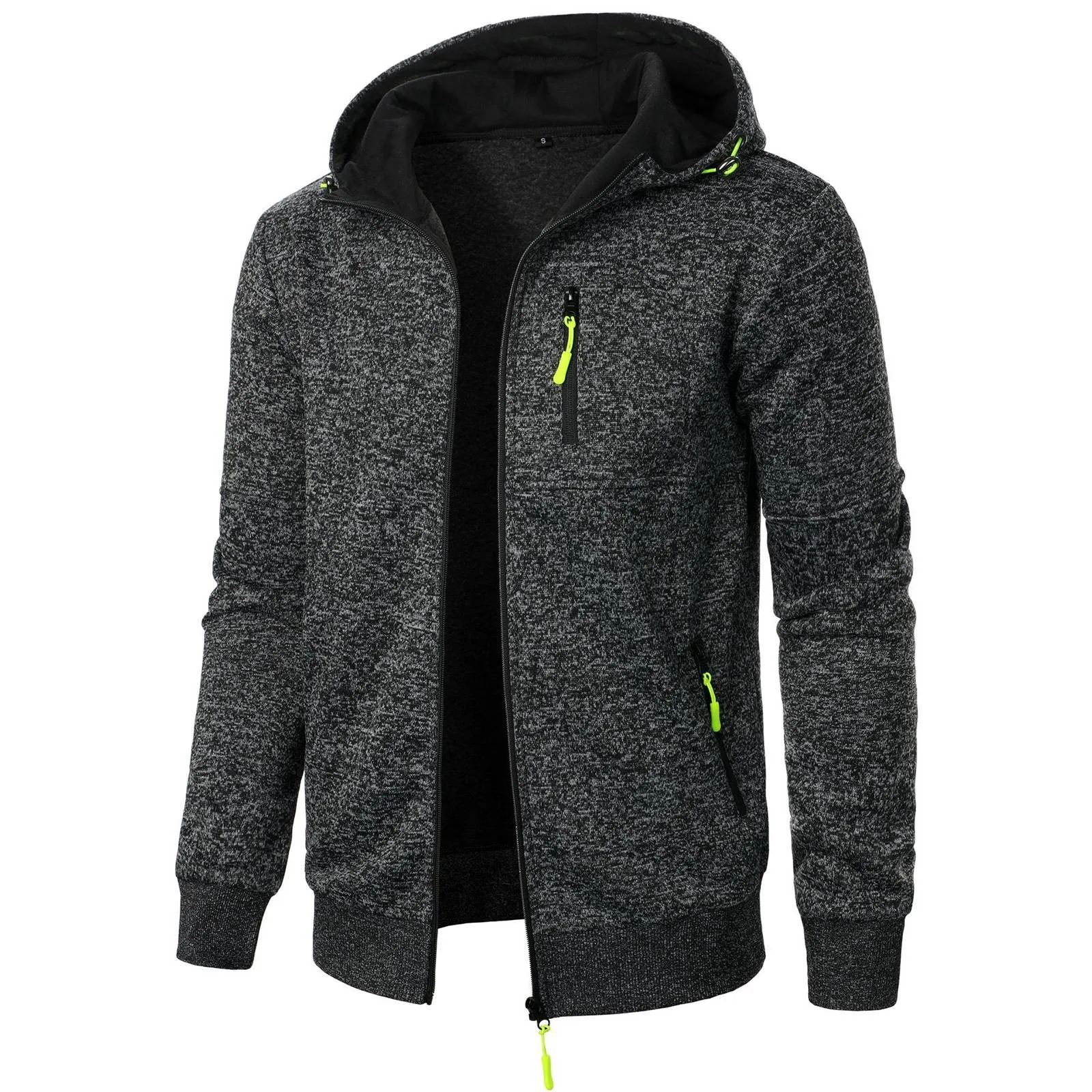 Spring And Fall Basic Breathable Sports Hooded Thin Regular Fit Comfy Zipper Cardigan Top Jacket For Man