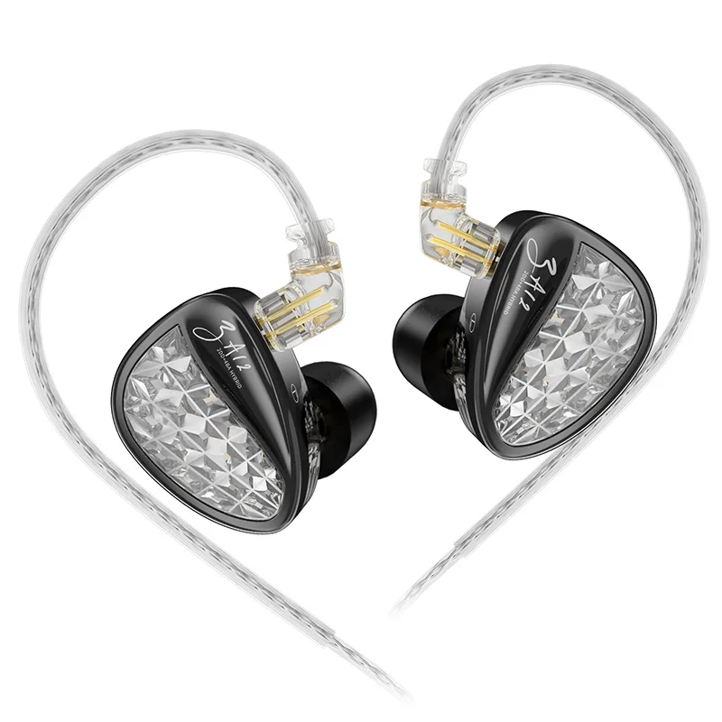 KZ ZA12 Hybride dynamische gebalanceerde armatuur IEM-oortelefoon HiFi Bass bedrade hoofdtelefoon Ruisonderdrukkende oordopjes in het oor Monitor Headset