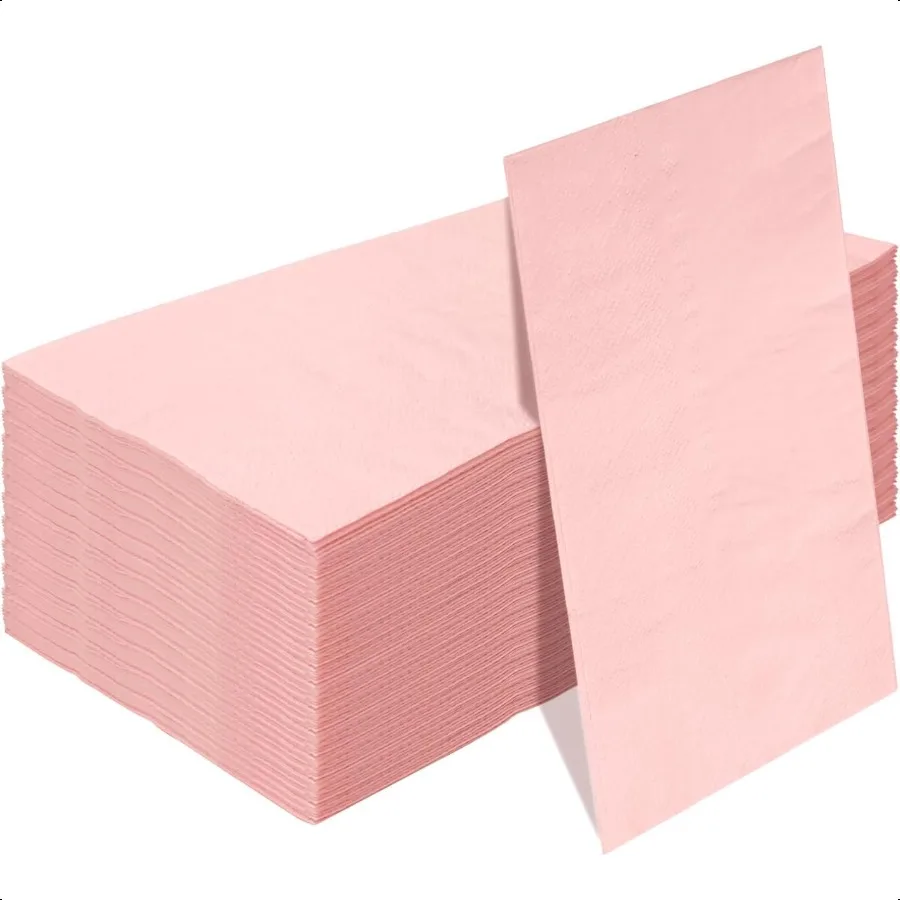 50 Pieces 3ply Light Pink Paper Napkins 13 x 15.7 Inches Guest Towels  Bathroom Paper Hand Towels for Bathroom Kitchen Wedding