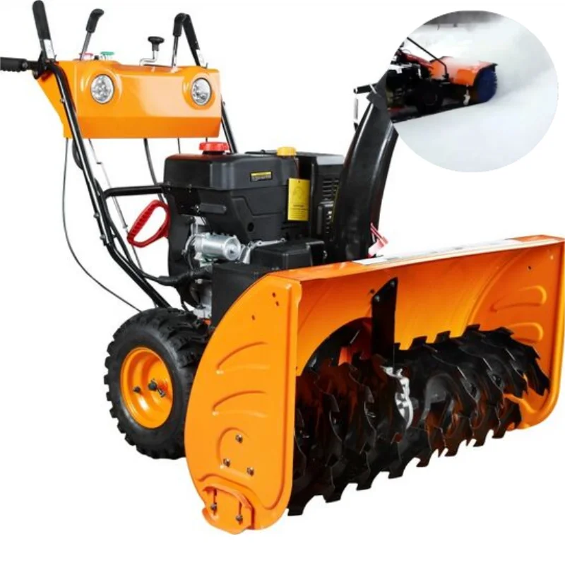 Small Road Cleaning Snow Clearer Battery Operated Snow Removal Equipment Hand-push Dual Tire Road Snow Throwing Car