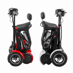 Foldable Four Wheel Old People Seniors Travel Folding Mobility Scooter 4 Wheels 250W Dual Motor Protable