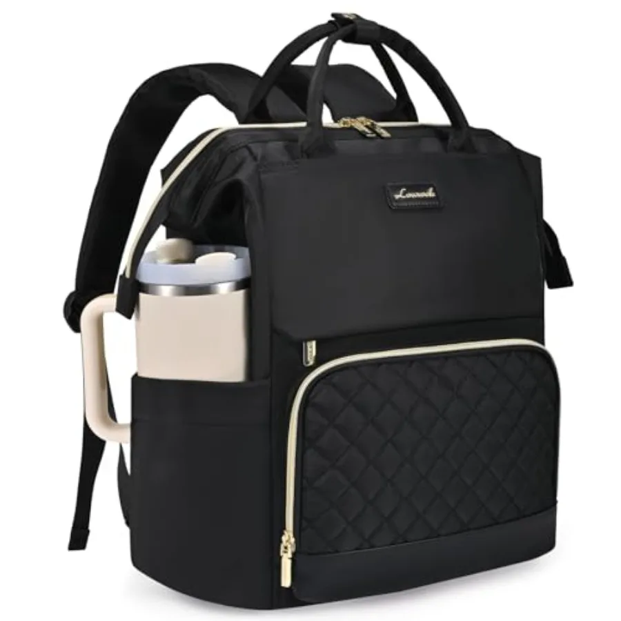 

Laptop Backpack for Women with Giant Tumbler Holder Pocket, Travel Work Bag Purse for Nurse Teacher, Waterproof Casual Daypack