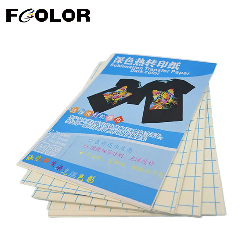 Fcolor-Papel de transferencia de calor A3 de secado rápido para impresora de inyección de tinta, Impresión de tela de algodón oscuro, camiseta negra, Sudadera con capucha, Impresión de chaqueta