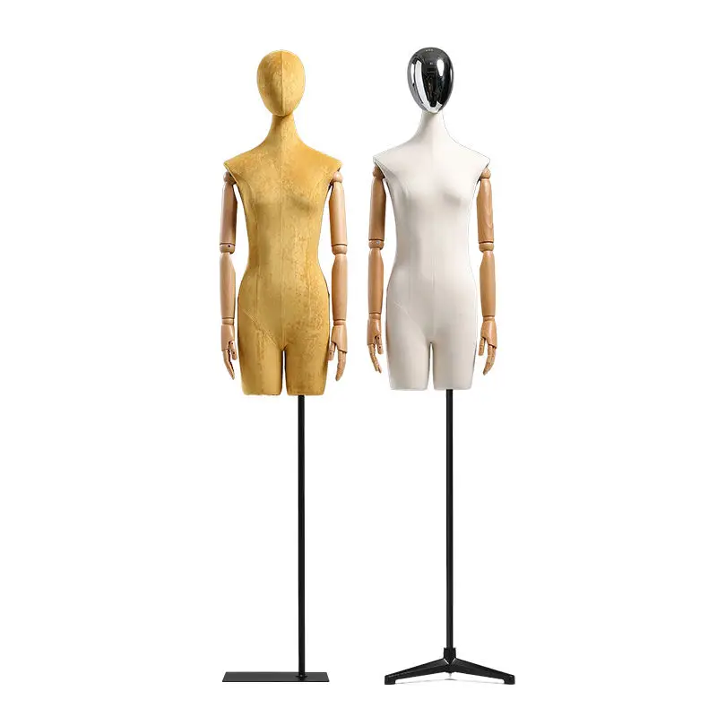 

Factory Direct Sell Female Flexible Dressmaking Mannequin Fabric Upper Body Mannequin Model With Base