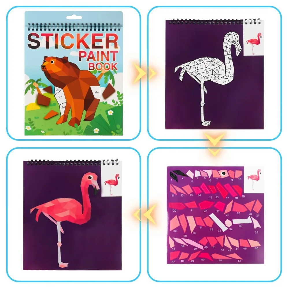 สติกเกอร์โมเสค PET แบบใหม่ สมุดสติกเกอร์การ์ตูน DIY สมุดปริศนา 3 มิติ