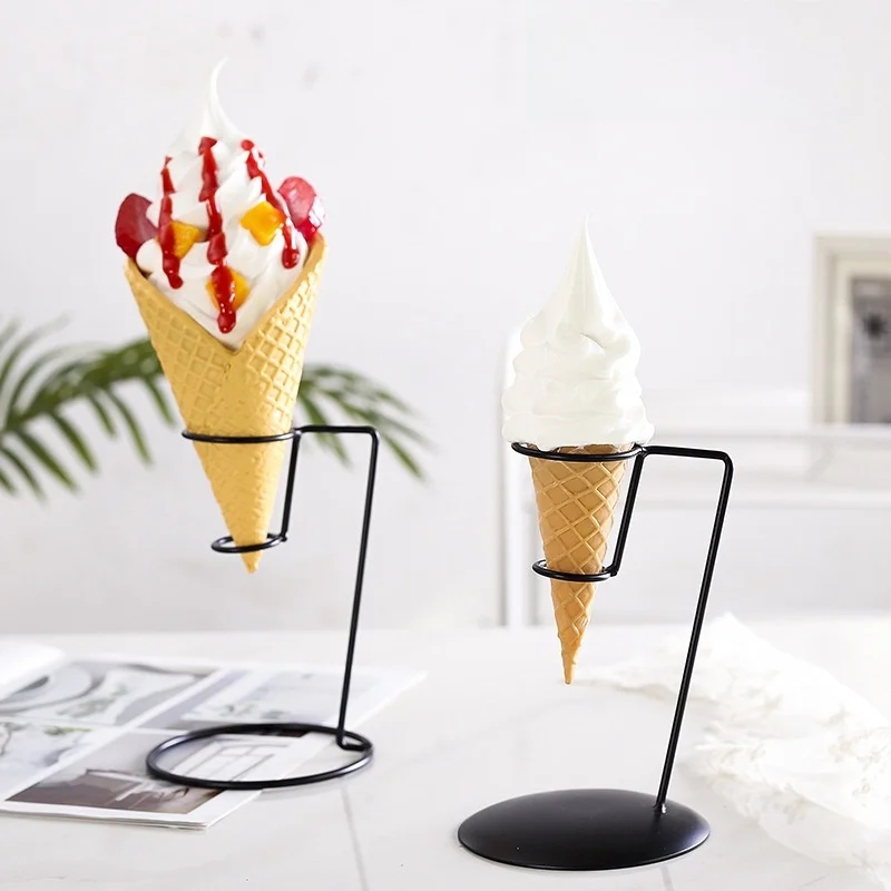 

Personalized Ice Cream Cone Display Stand Iron Art Double Head Flower Art Material Kitchen Cooking Utensils Dessert Packaging...