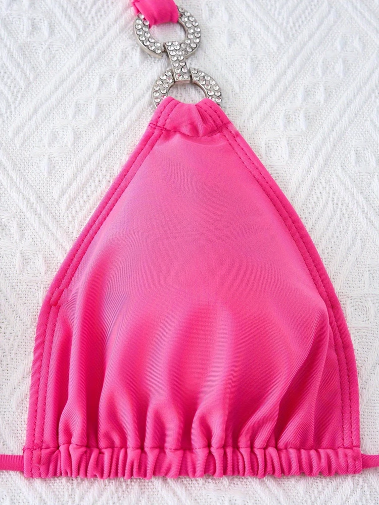 Heiß begehrtes, hochwertiges Produkt: Badeanzug-String-Bikini-Set, sexy Damen-Badeanzug mit Kristalldiamant-Verzierung und Damen-Strandkleidung. – Detail 6
