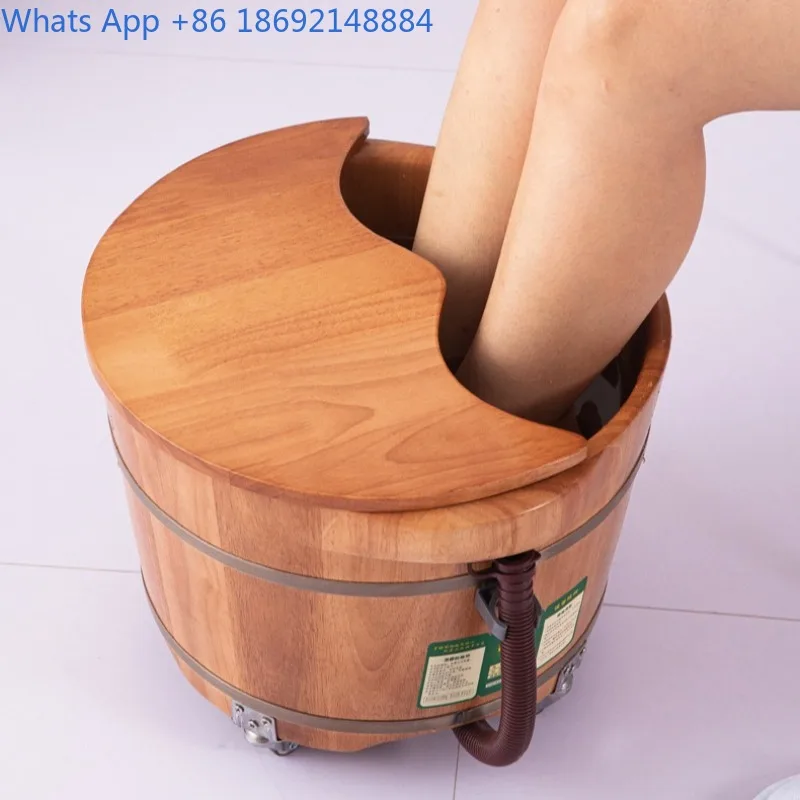 

Health Foot Soak Home Wooden Foot Soak Tub with Massage, Wheels, and Drainage for Elderly Foot Washing