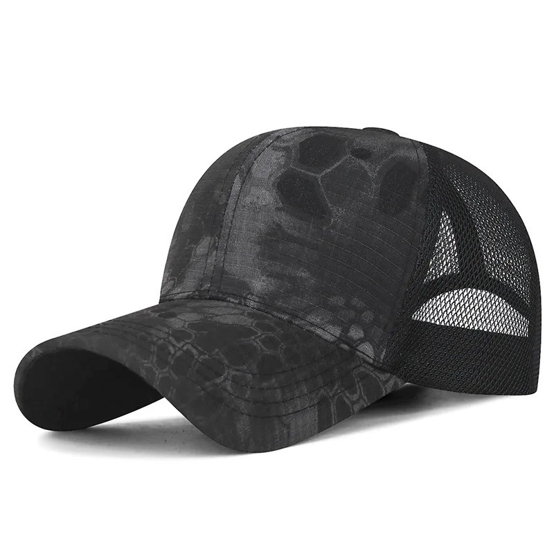 Square Python Pattern Camouflage Style Tactical Baseball Hat Sunscreen Adjustable Mesh Hat