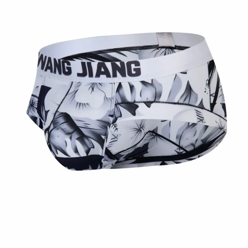 Men's Ethnic Print Triangle Briefs Ultra-thin Ice Silk Underpants Underwear