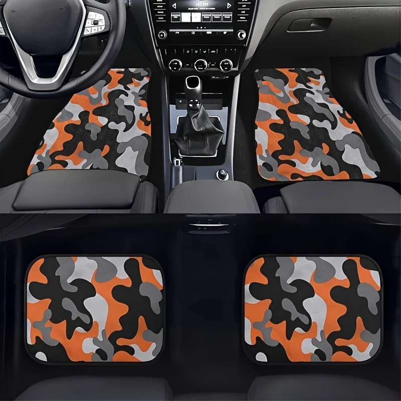 4pcs All-Weather Heavy-Duty Camouflage Car Floor Mats With Non-Slip Rubber Backing, Fit For SUVs & Trucks (Driver/Passenger/Rear