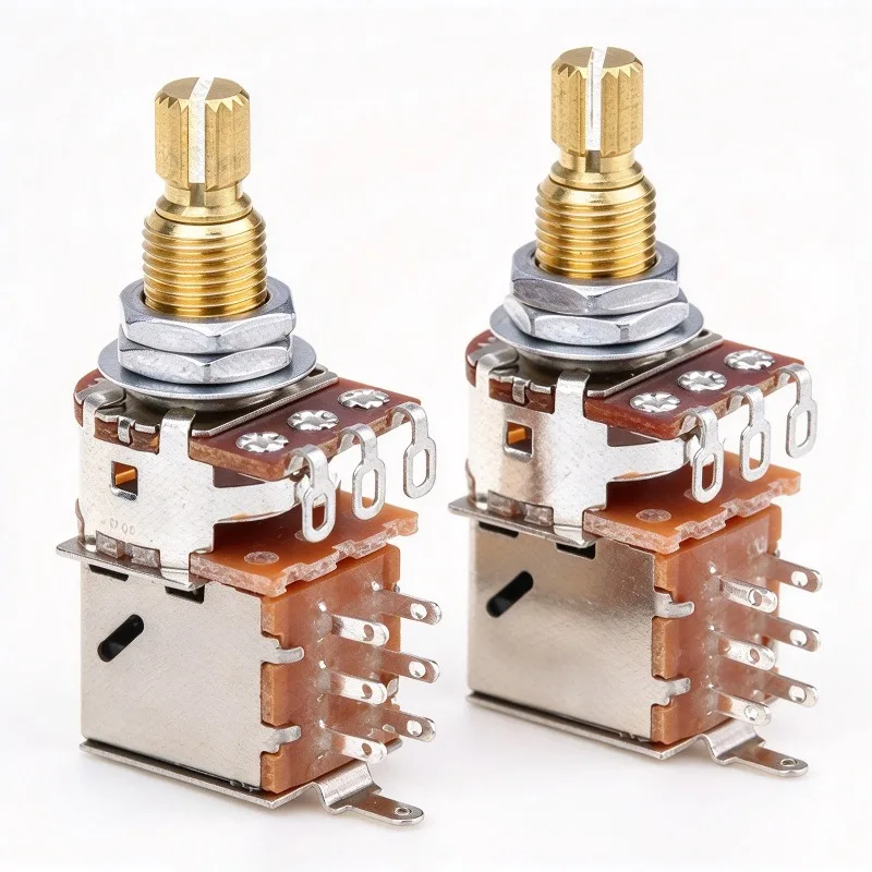 For Electric Guitar Bass Push Pull Potentiometer A250K B250K A500K B500K 18 24 Teeth