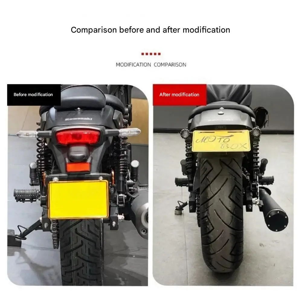 For Kawasaki Eliminator 500 Custom short tail rear license plate holder telescopic fender license plate holder LED turn signal