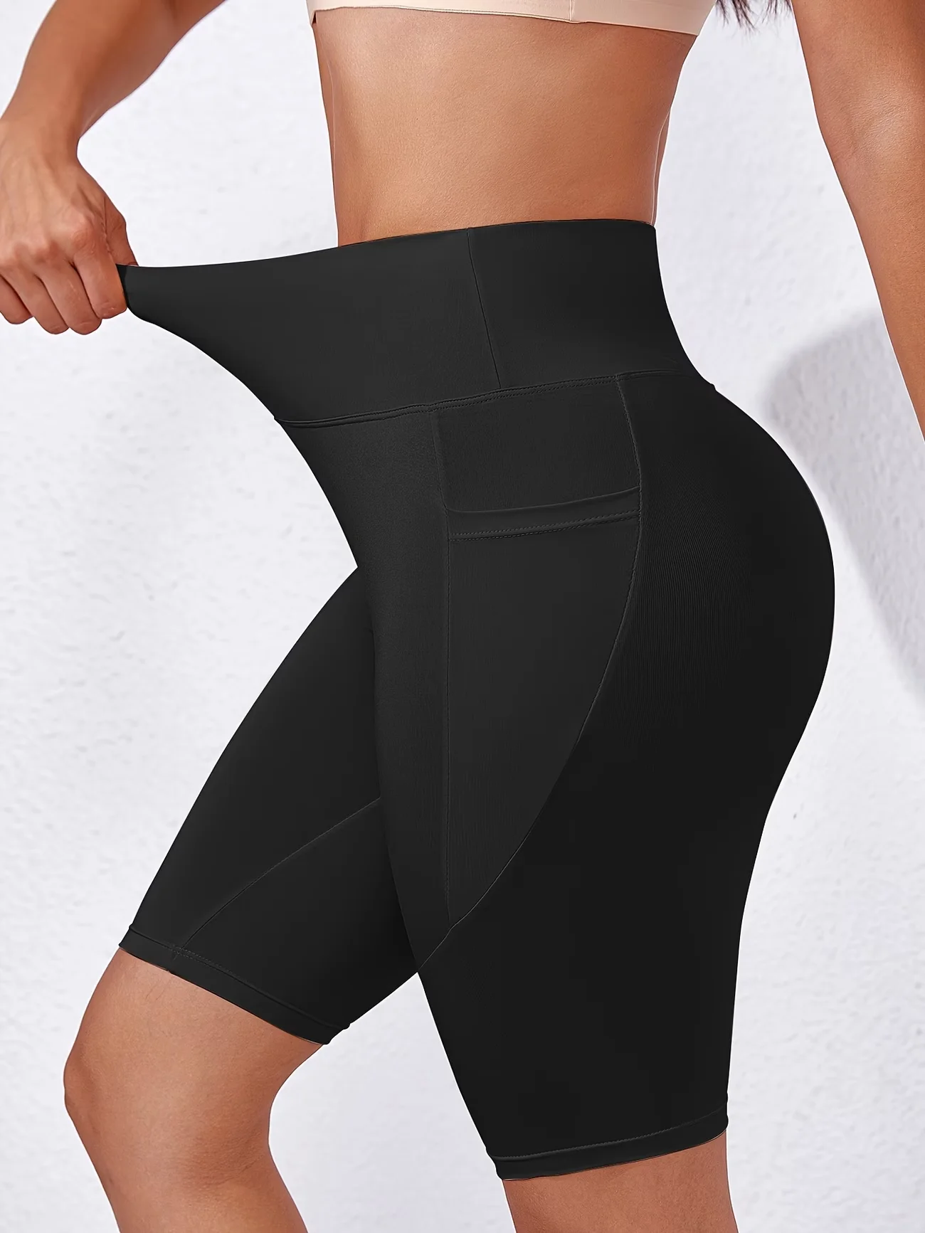 Fitness Pocket Yoga Shorts Soft Stretch Sports Capris Suitable For Outdoor Cycling Workout Comfortable Body Shaping Leggings