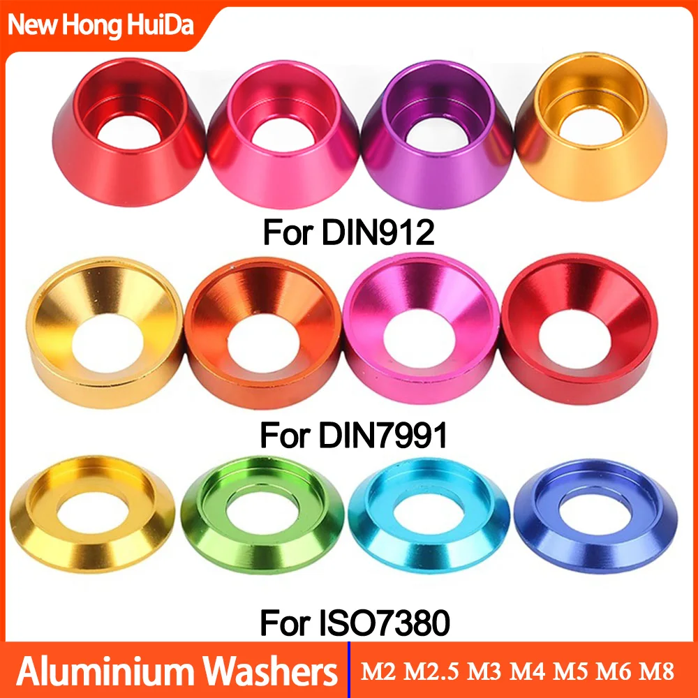 M2 M2.5 M3 M4 M5 M6 M8 Anodized Colorful Aluminium Alloy Spherical Conical Washers Gasket Aluminum Spacers For Hex Socket Screw
