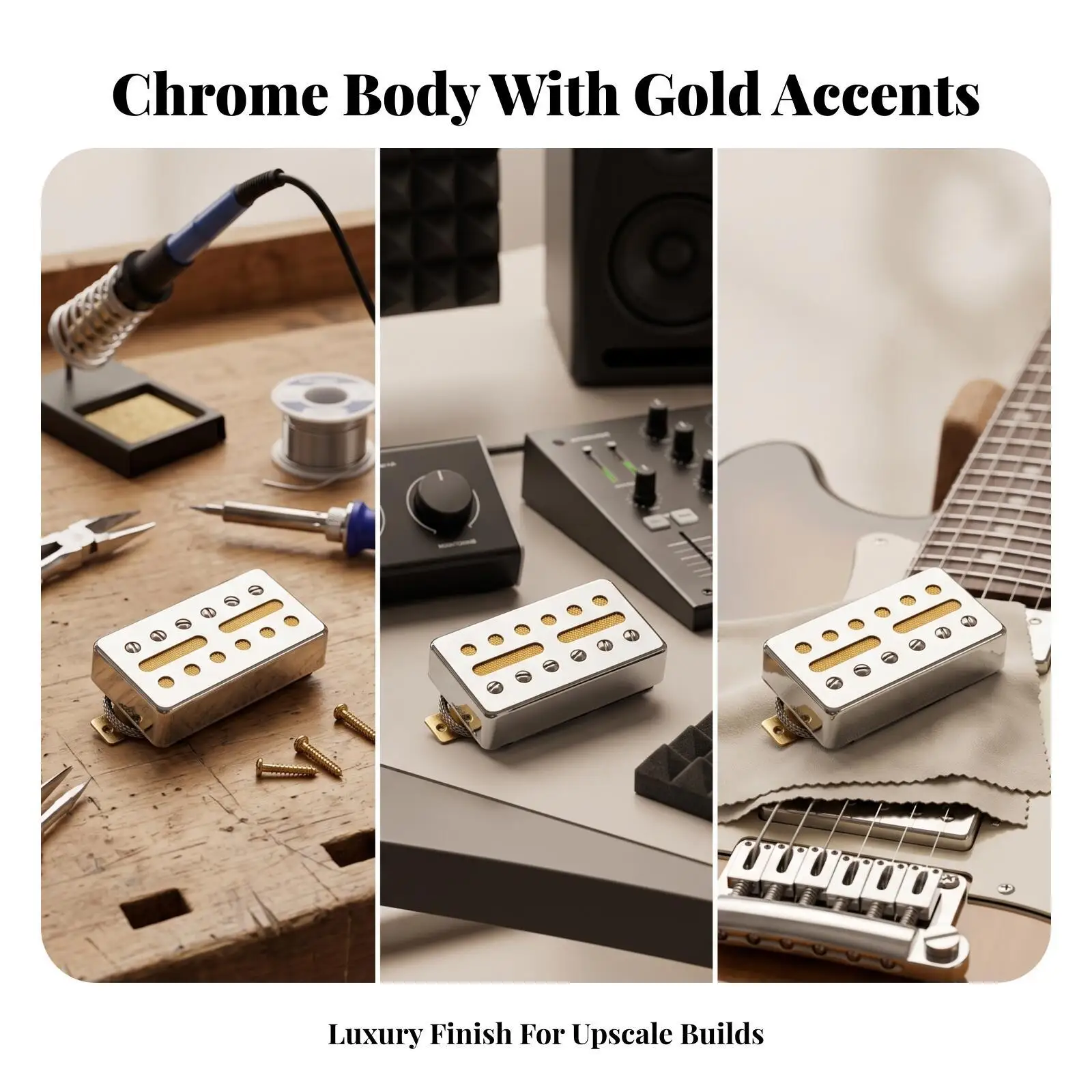 2 Pieces Guitar Humbucker With | Bright Chrome Finish, Humbucker Pickup with Mounting Screws