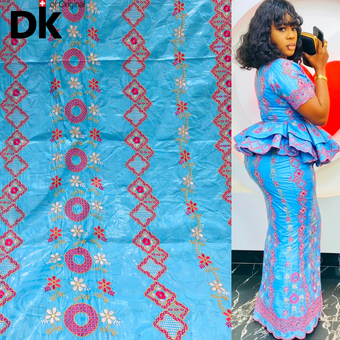 

Небесно-голубая ткань Базин Мали Броде, оригинальная, высококачественная, нигерийская, для свадеб, с стразами, роскошный материал для шитья и праздничных мероприятий