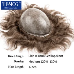 Male Hair Prosthesis 0.1mm Injection Skin Man Wig Durable Wigs For Men Natural Human Hair Wig System Men's Capillary Prosthesis