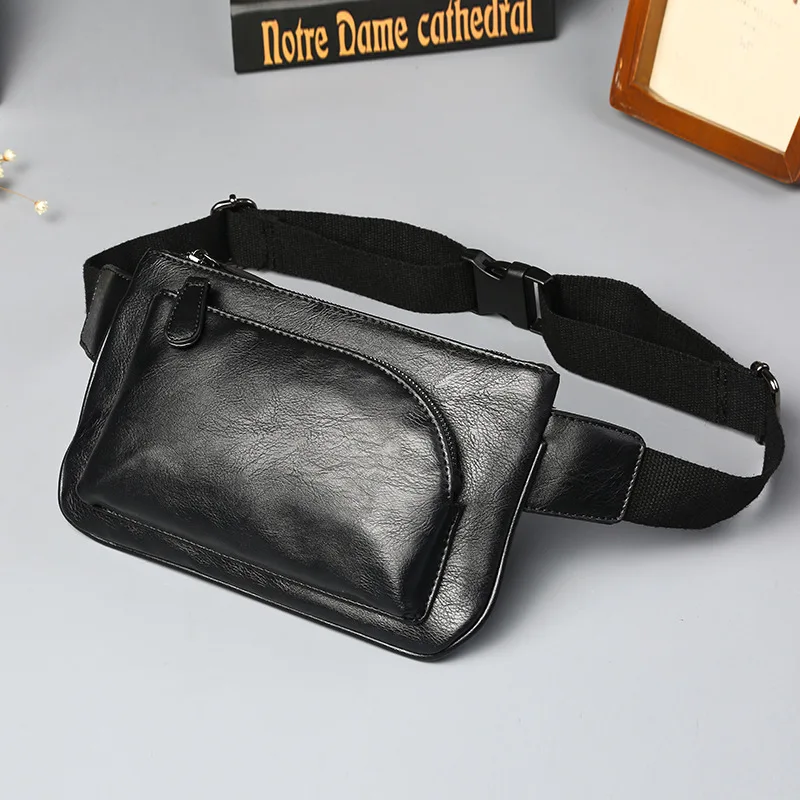 Picture 5: Men's pu leather chest bag, multi-functional mobile phone collection, multi-purpose square cash register work portable waist bag