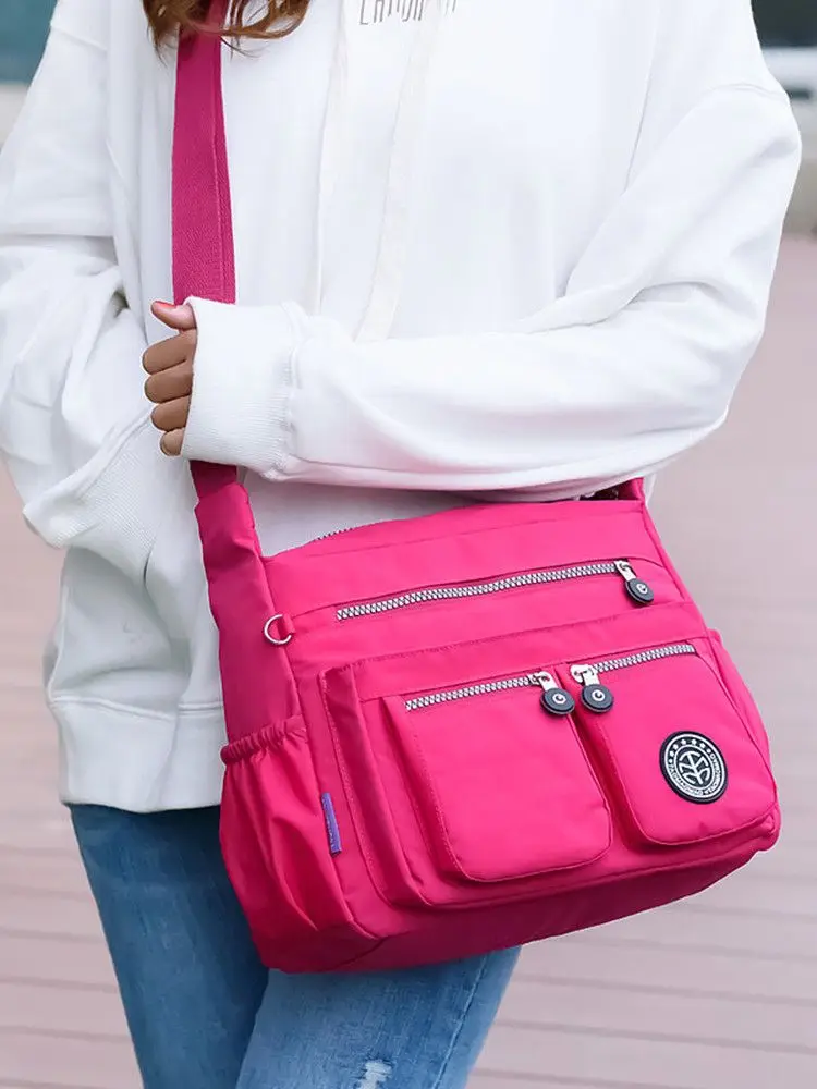 Kobiety nylonowe torby na ramię kobiet jednolity, na zamek luksusowe kobiet Handag projektant Messenger torby lato torba crossbody na plażę Sac głównym — zdjęcie 2