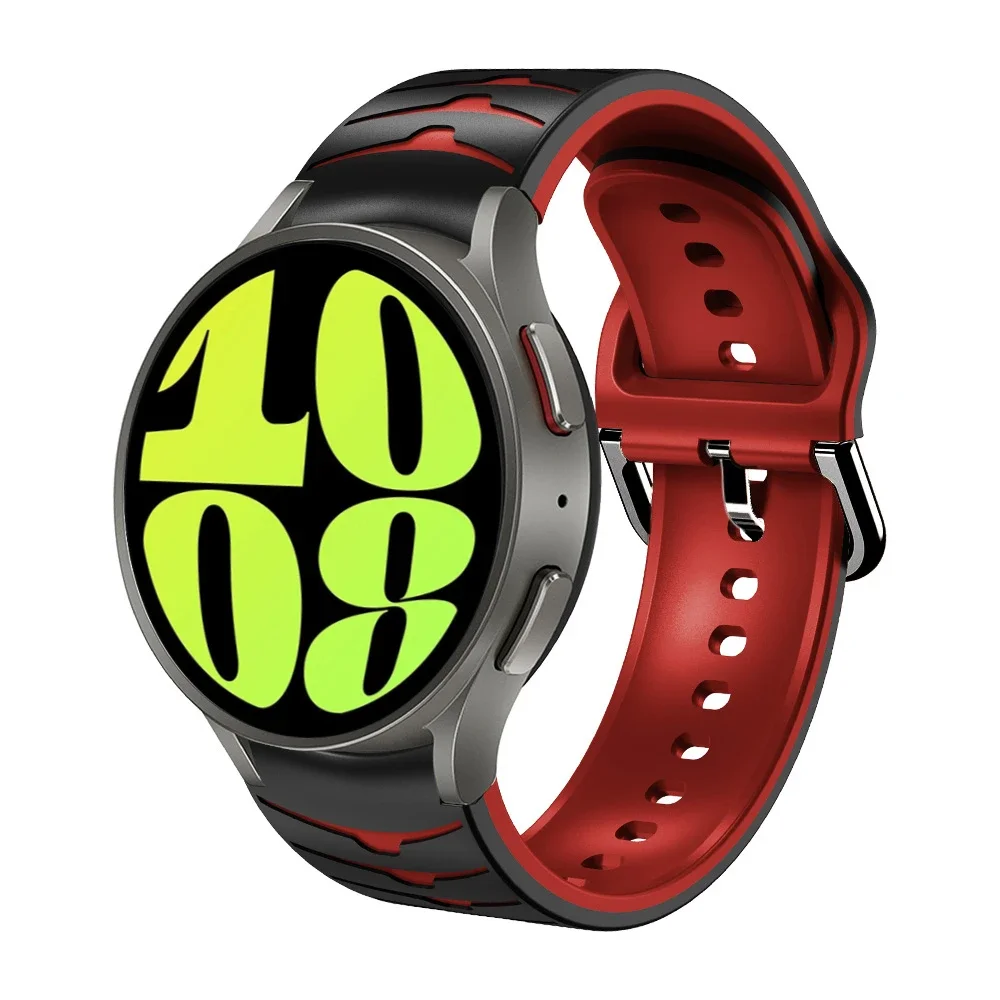 20mm No Gap Silicone Strap for Samsung Galaxy Watch 4 5 6 7 5 Pro 40mm 44mm 45mm Two-color Watch 4 6 Classic 46mm 42mm 47mm 43mm