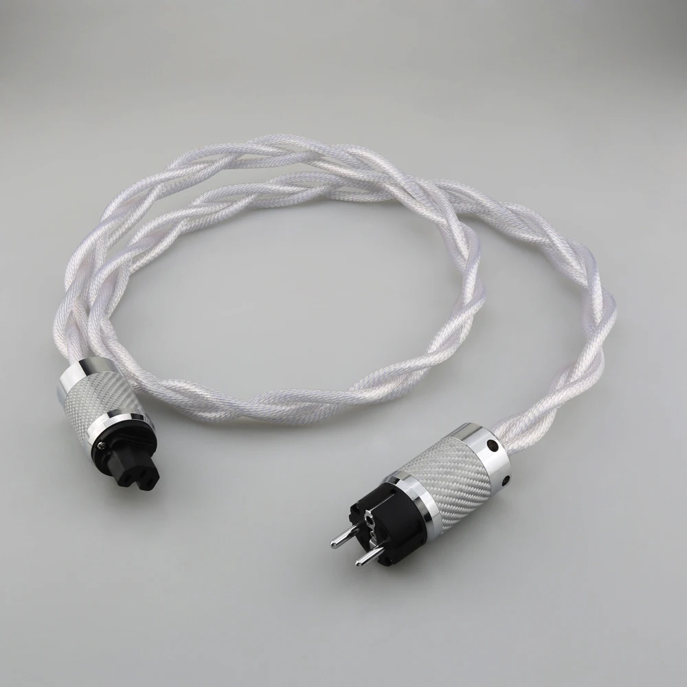 

Audiophile 8N OCC Silver Plated HiFi Power Cable US EU AU Schuko AC Main Cord For Speaker DC DVD