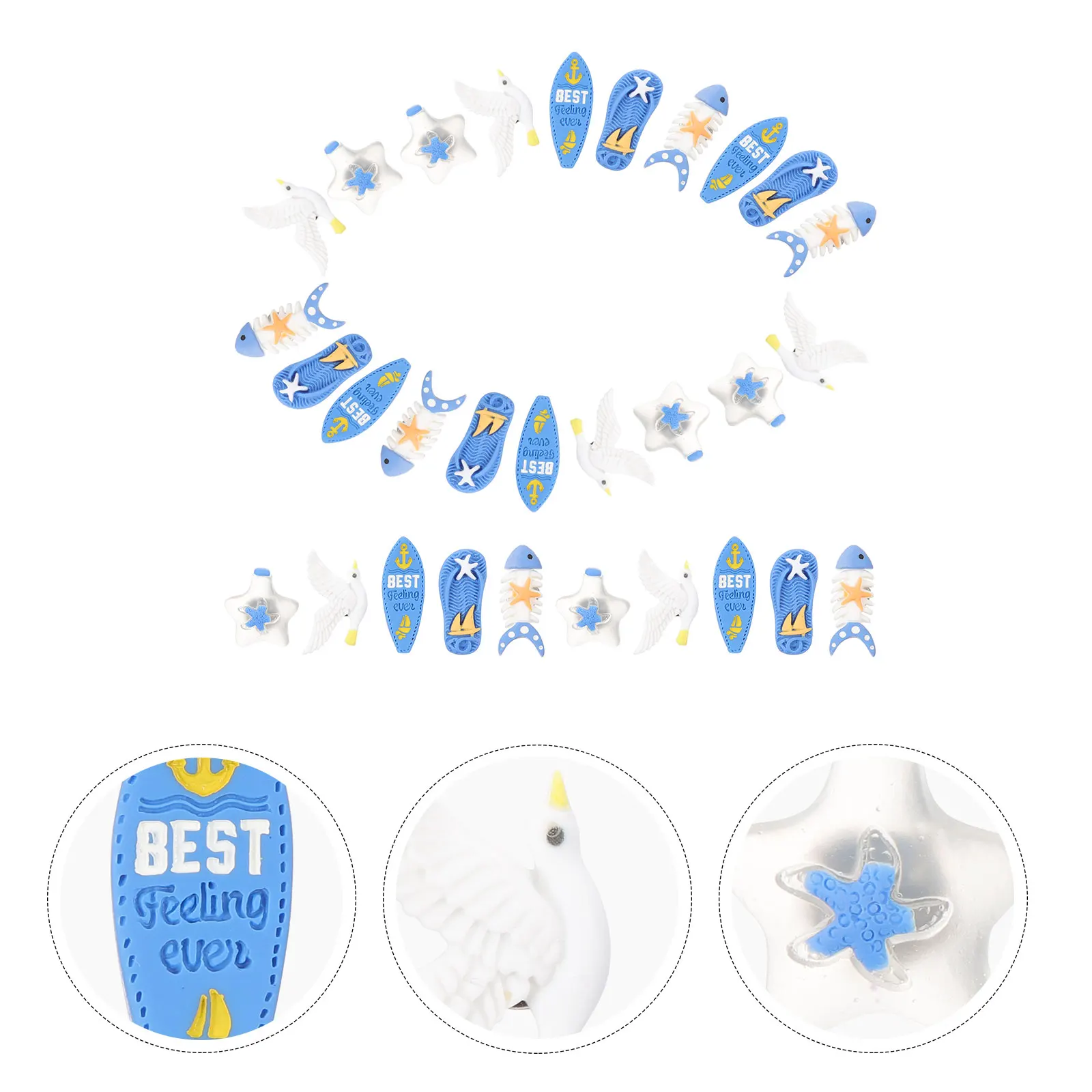 30Pcs Sea Theme Shaped Thumb Tacks Compact Pushpins for Bulletin Board Decoration Drawing Paper Fixing Map Markers Office Home