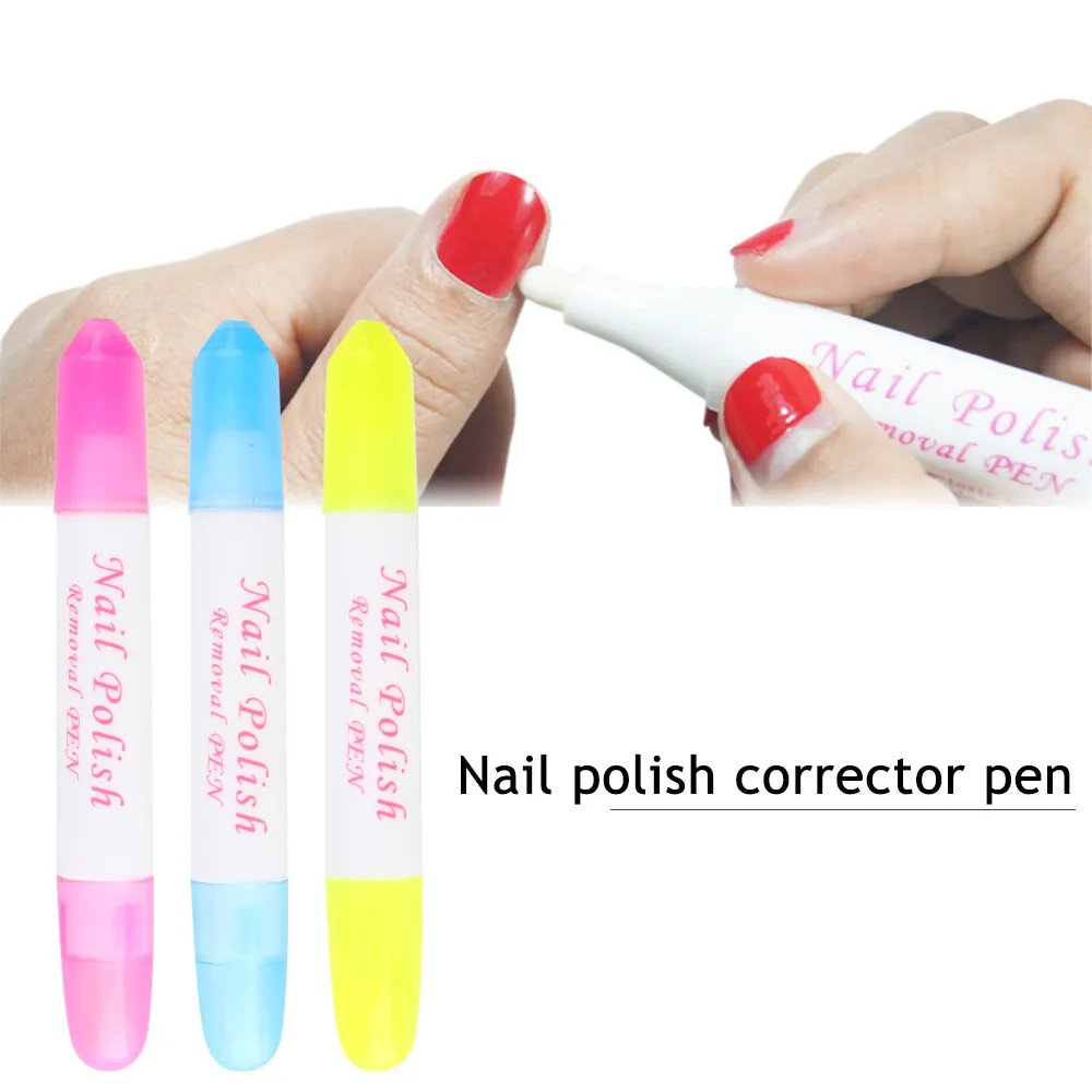1/10PC Nail Art Corrector Pen Remove Mistakes+3Replaceable Heads&Cleaner Solution, Tool for Nail Polish Overflow Correction