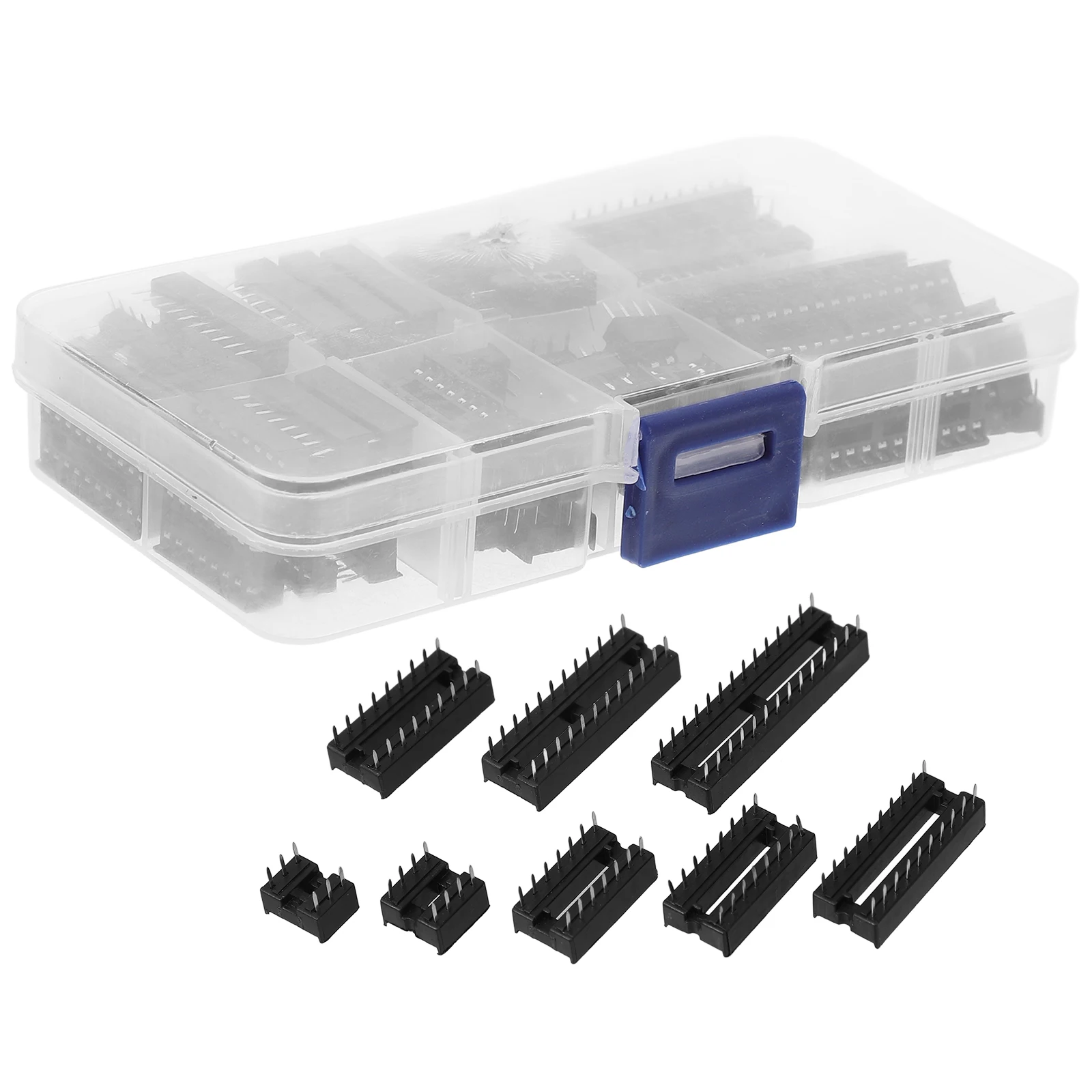 

Professional IC Socket Connector DIP 6 8 14 16 18 20 24 28 Pin Sockets Black Chip Holder Lasting Use Heat Dissipation