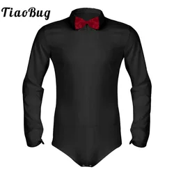 Disfraz de salón Latino para hombre, camisa de baile moderno, Body con pajarita, Rumba, Samba, leotardo, Ropa de baile, ropa de competición