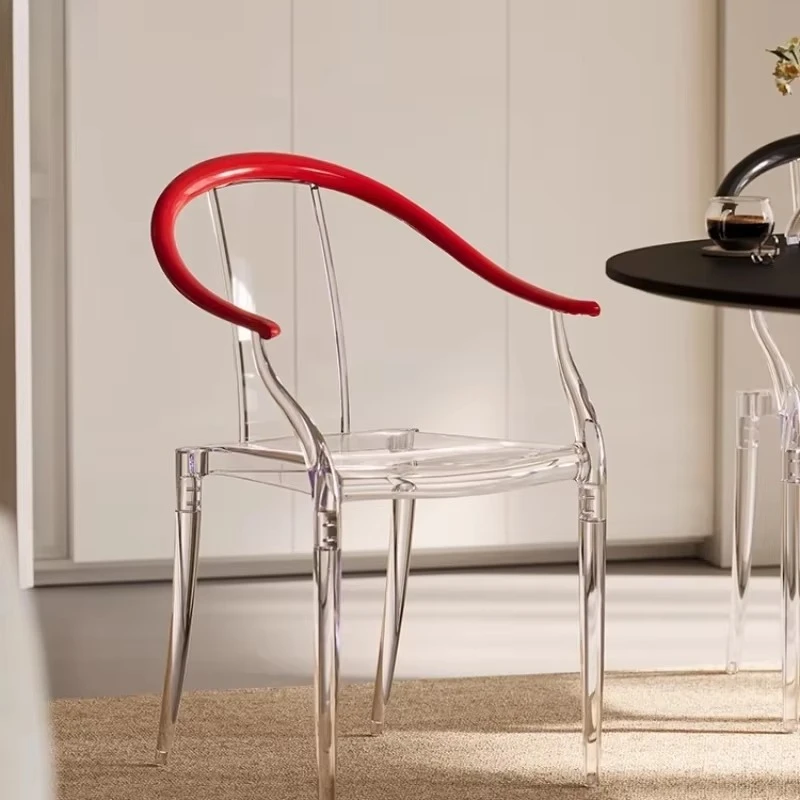 New Best-Selling Modern Transparent Dining Chair Home Armchair Simple Backrest Armrest Plastic Chair