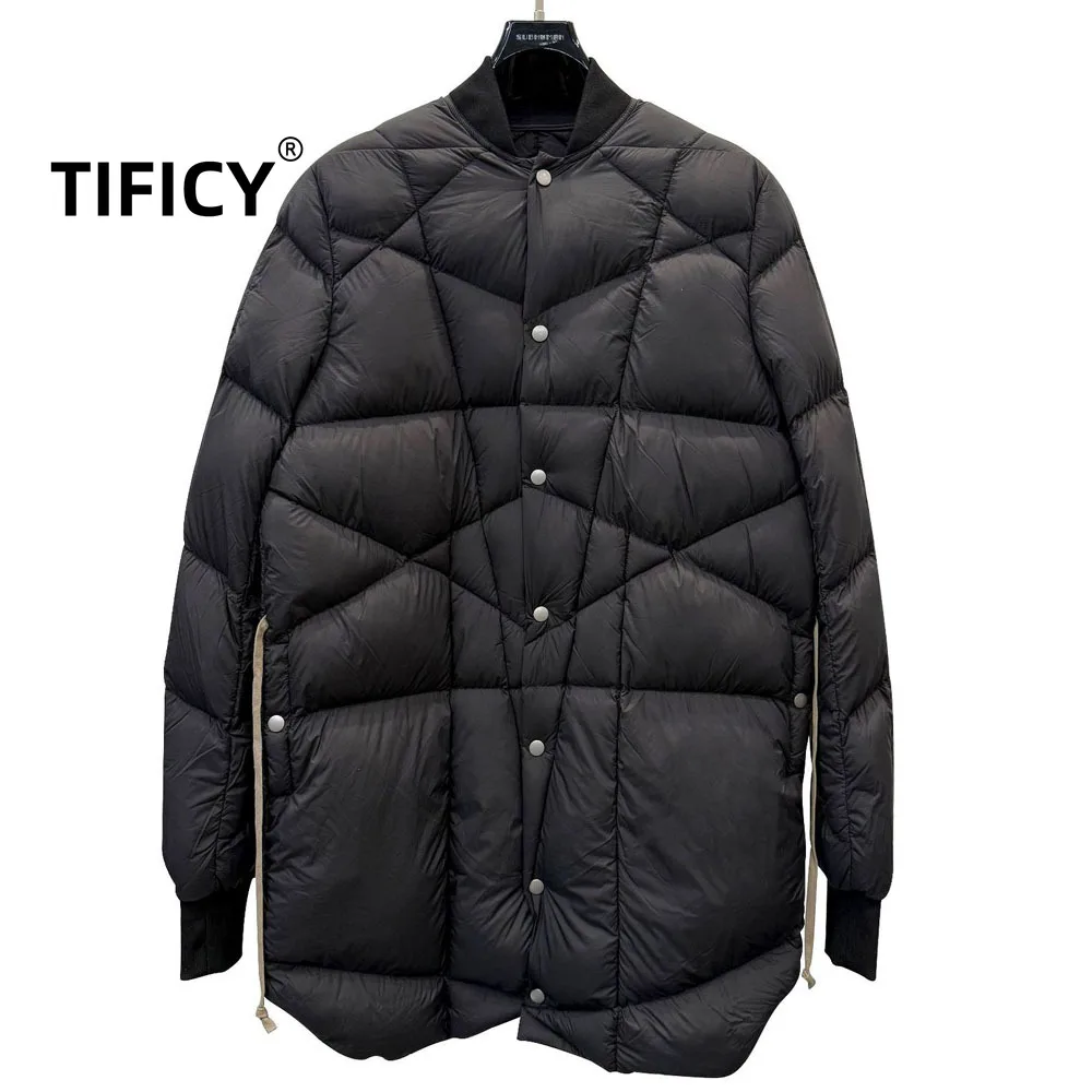

High Street Dark Ro Style Goose Down Jacket Men's Winter Warm Thick Streetwear New Long Down Jacket Men Clothing
