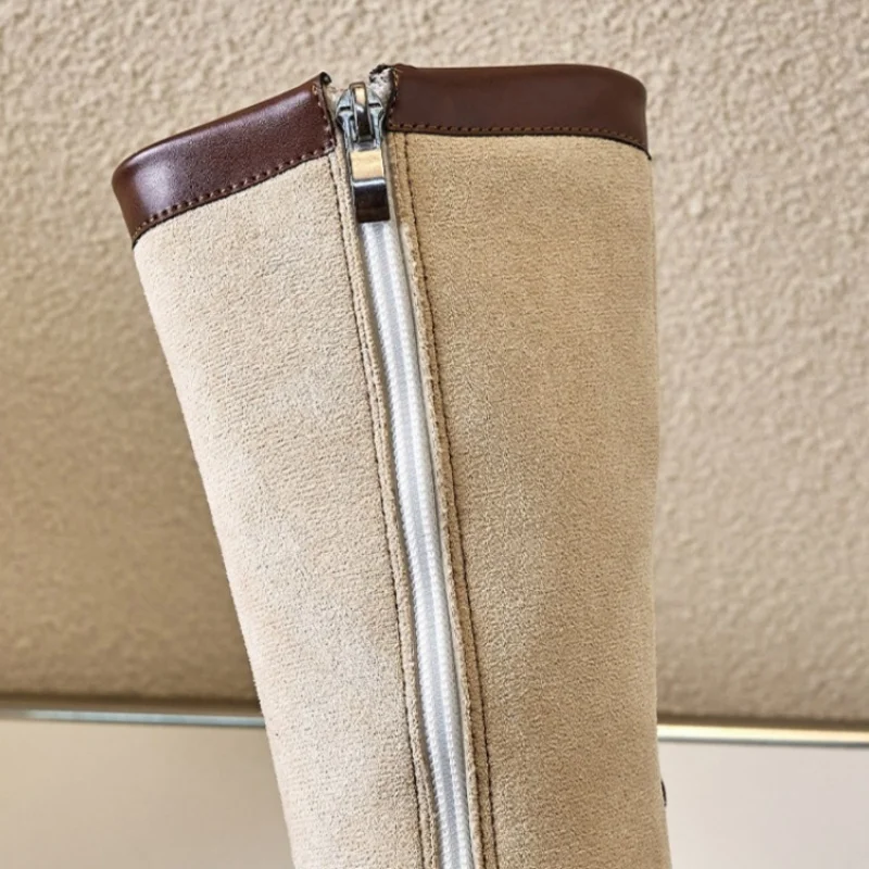 Picture 5: Girls Brown Knee High Boots 2026 Fall Winter New Fashion Riding Boots Kids Students Non-Slip Tall Boots Side Zipper Waterproof