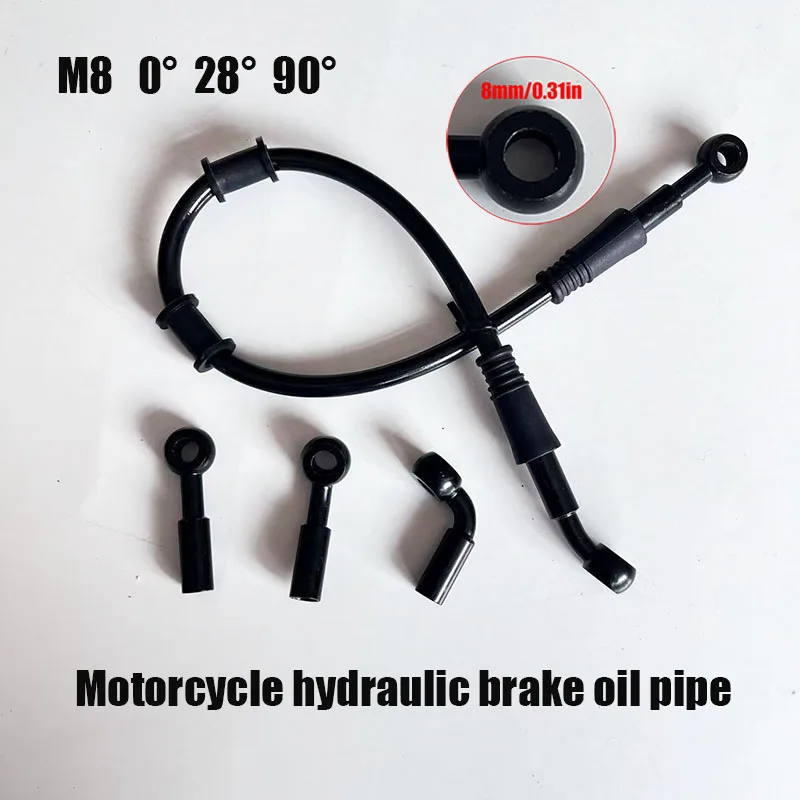 Motorcycle AN3 M8 Brake Hose Pipe 8mm Banjo 0° 28° 90°  Front/Rear Steel Braided Hydraulic Clutch Brake Oil Line Replacement