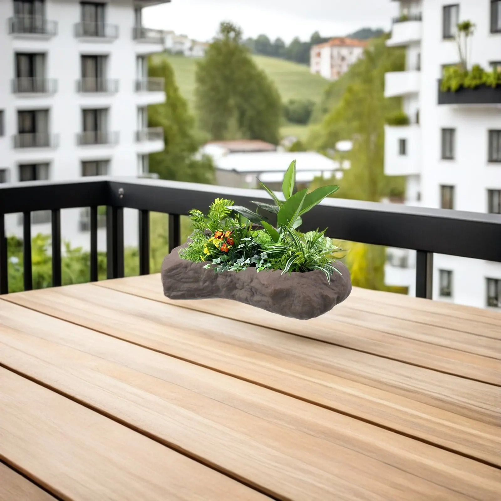 

Маленький керамический горшок для бонсай с имитацией камня, без дренажного отверстия, для декора и демонстрации комнатных растений, имитация каменного кашпо