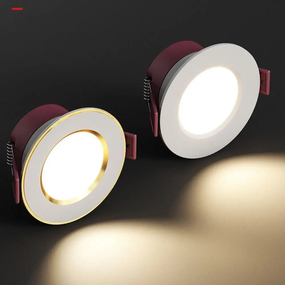 Durable Recessed LED Downlight Tricolor Dimmable Spot Light Down Lights 5W 3W Anti Glare Ceiling Spot Lights Living room