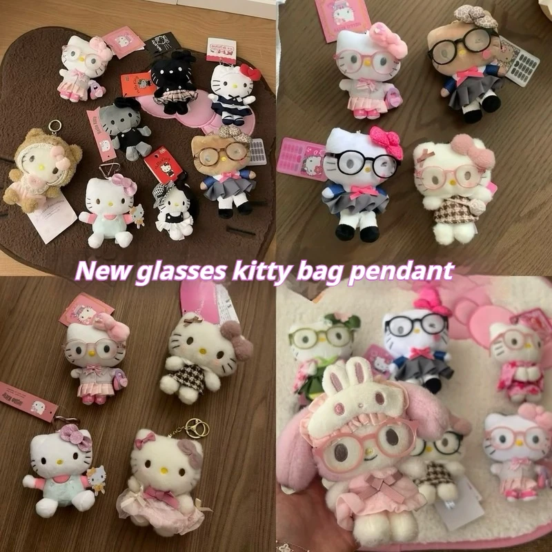 

Hot Glasses Hellokitty Cute Pendant Collection Styles Cute Plush Doll Kitty Bag Cartoon Keychain Decoration Girls Christmas Gift